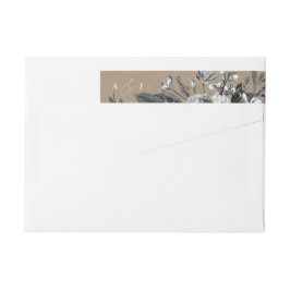 Monogram  zwart Floral Kraft Return Address