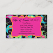 Monogram zwart Fuchsia Pink Modern Paisley Pattern Visitekaartje (Achterkant)