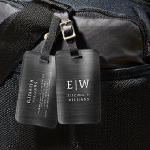 Monogram Zwart Geborsteld Metaal Elegant Bagagelabel