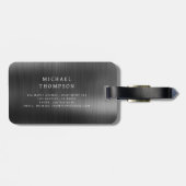 Monogram Zwart Geborsteld Metallic Elegant Bagagelabel (Achterkant horizontaal)