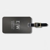 Monogram Zwart Geborsteld Metallic Elegant Bagagelabel (Voorkant horizontaal)