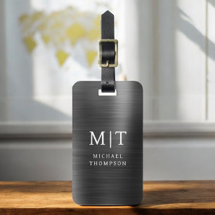 Monogram Zwart Geborsteld Metallic Elegant Bagagelabel