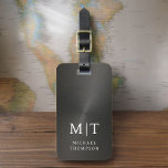 Monogram Zwart Geborsteld Metallic Elegant Bagagelabel<br><div class="desc">Verhoog uw reiservaring met ons Classic Elegant Modern Minimalist Monogram Bagagelabel. Dit zorgvuldig ontworpen accessoire combineert naadloos tijdloze elegantie met hedendaags minimalisme, waardoor uw bagage opvalt met verfijning. Dit bagagelabel, dat met precisie en oog voor detail is vervaardigd, is meer dan alleen een praktisch item; het is een gepersonaliseerde uiting...</div>