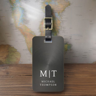 Monogram Zwart Geborsteld Metallic Elegant Bagagelabel