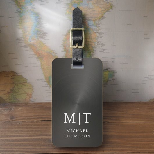 Monogram Zwart Geborsteld Metallic Elegant Bagagelabel