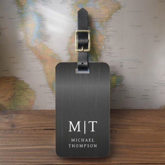 Monogram Zwart Geborsteld Metallic Elegant Bagagelabel