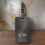 Monogram Zwart Geborsteld Metallic Elegant Bagagelabel<br><div class="desc">Verhoog uw reiservaring met ons Classic Elegant Modern Minimalist Monogram Bagagelabel. Dit zorgvuldig ontworpen accessoire combineert naadloos tijdloze elegantie met hedendaags minimalisme, waardoor uw bagage opvalt met verfijning. Dit bagagelabel, dat met precisie en oog voor detail is vervaardigd, is meer dan alleen een praktisch item; het is een gepersonaliseerde uiting...</div>