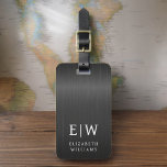 Monogram Zwart Geborsteld Metallic Elegant Bagagelabel<br><div class="desc">Verhoog uw reiservaring met ons Classic Elegant Modern Minimalist Monogram Bagagelabel. Dit zorgvuldig ontworpen accessoire combineert naadloos tijdloze elegantie met hedendaags minimalisme, waardoor uw bagage opvalt met verfijning. Dit bagagelabel, dat met precisie en oog voor detail is vervaardigd, is meer dan alleen een praktisch item; het is een gepersonaliseerde uiting...</div>