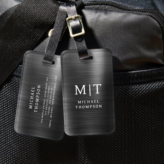 Monogram Zwart Geborsteld Metallic Elegant Bagagelabel