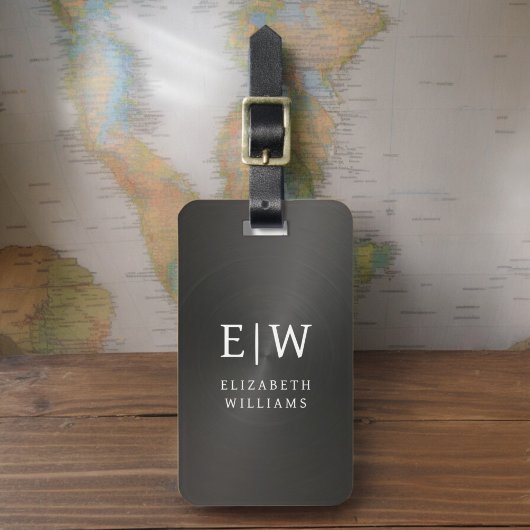 Monogram Zwart Geborsteld Metallic Elegant Bagagelabel