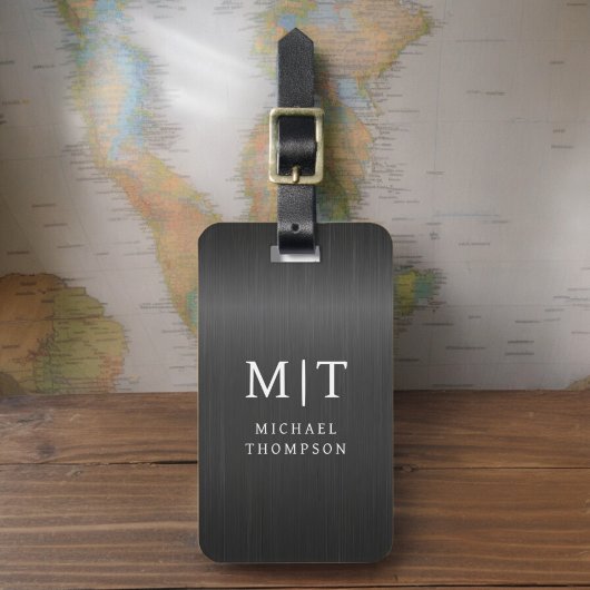 Monogram Zwart Geborsteld Metallic Elegant Bagagelabel