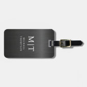 Monogram Zwart Geborsteld Metallic Elegant Bagagelabel (Voorkant horizontaal)