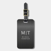 Monogram Zwart Geborsteld Metallic Elegant Bagagelabel (Voorkant verticaal)