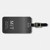 Monogram Zwart Geborsteld Metallic Elegant Bagagelabel (Voorkant horizontaal)