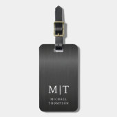 Monogram Zwart Geborsteld Metallic Elegant Bagagelabel (Voorkant verticaal)