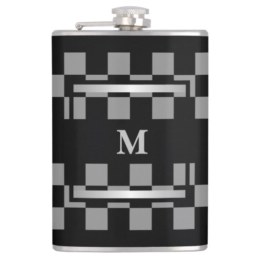 Monogram zwart gecontroleerd heupfles (Voorkant)