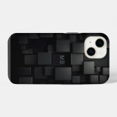 Monogram Zwart Geometrisch Abstract Patroon iPhone Hoesje (Achterkant horizontaal)