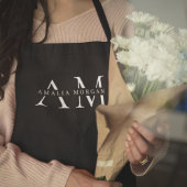 Monogram zwart gepersonaliseerd Schort