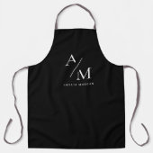 Monogram zwart gepersonaliseerd Schort (Voorkant)