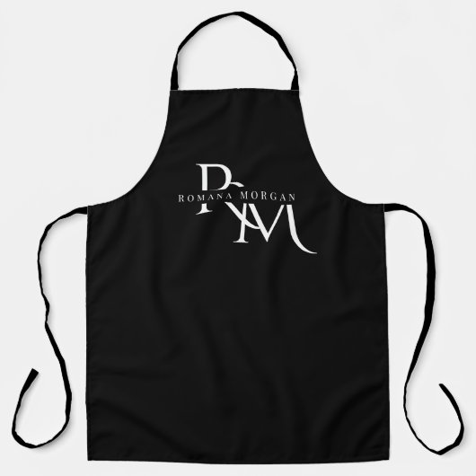 Monogram zwart gepersonaliseerd Schort (Voorkant)