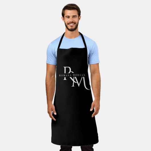 Monogram zwart gepersonaliseerd Schort (Gedragen)