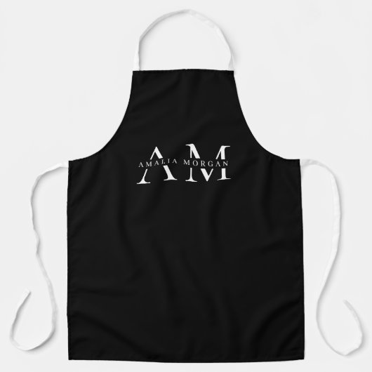 Monogram zwart gepersonaliseerd Schort (Voorkant)