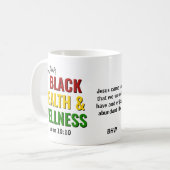 Monogram zwart Geschiedenis maand Gezondheid en We Koffiemok (Voorkant links)