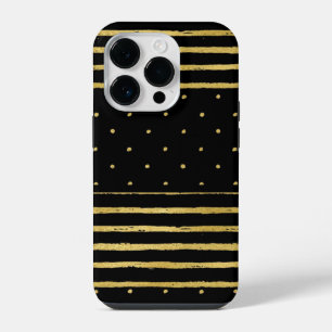 Monogram Zwart Gestreepte Goud iPhone 14 Plus Hoesje