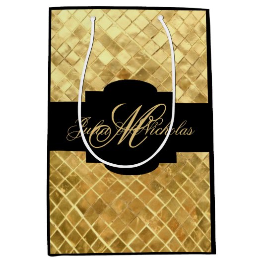 Monogram zwart & Gold 50e Jubileum Medium Cadeauzakje (Voorkant)