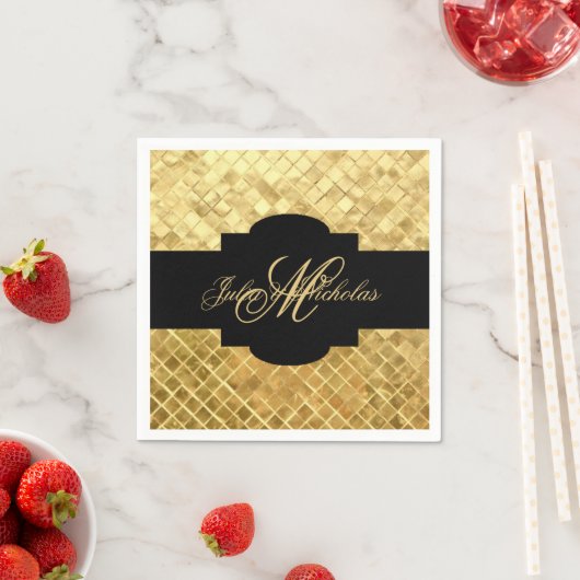 Monogram zwart & Gold 50e Jubileum Napkins Servetten (Insitu)