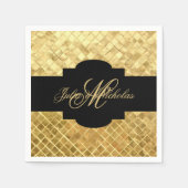 Monogram zwart & Gold 50e Jubileum Napkins Servetten (Voorkant)