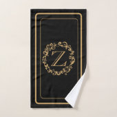 Monogram zwart Gold Border Design Monogram Bad Handdoek (Handdoek)
