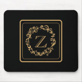 Monogram zwart Gold Border Design Monogram Muismat (Voorkant)