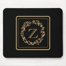 Monogram zwart Gold Border Design Monogram