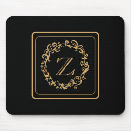 Monogram zwart Gold Border Design Monogram Muismat