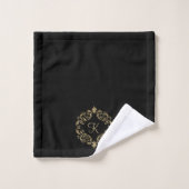 Monogram zwart Gold Glitter Trendy Chic Stylish Bad Handdoek (Wasdoekje)
