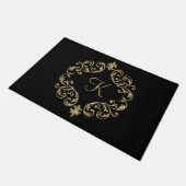 Monogram zwart Gold Glitter Trendy Chic Stylish Deurmat (Schuin)