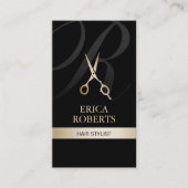 Monogram zwart & Gold Hair Stylist Benoeming Afsprakenkaartje (Voorkant)