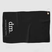 Monogram Zwart Golfhanddoek met Witte Tekst (Horizontaal)