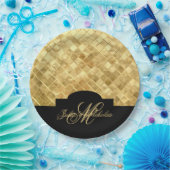 Monogram Zwart & Goud 50e Jubileum Borden Papieren Bordje (Feest)