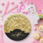 Monogram Zwart & Goud 50e Jubileum Borden Papieren Bordje (Feest)