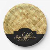 Monogram Zwart & Goud 50e Jubileum Borden Papieren Bordje (Voorkant)