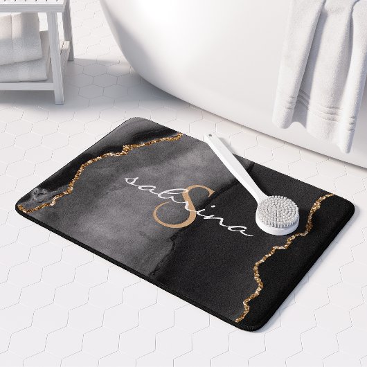 Monogram Zwart Goud Agaat Geode Badmat