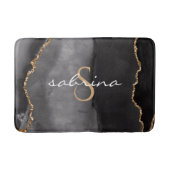 Monogram Zwart Goud Agaat Geode Badmat (Voorkant)