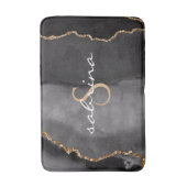 Monogram Zwart Goud Agaat Geode Badmat (Voorkant Verticaal)
