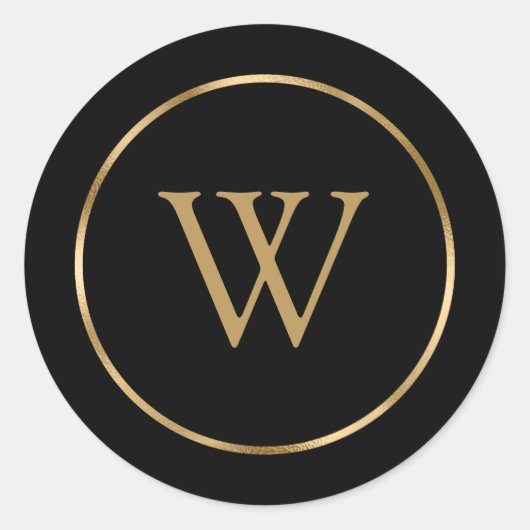 Monogram Zwart Goud Business Ronde Sticker (Voorkant)