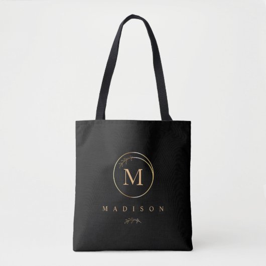 Monogram Zwart Goud Canvas tas (Voorkant)