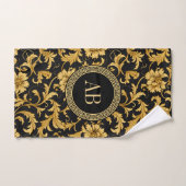 Monogram Zwart Goud Classy Elegant Patroon Bad Handdoek (Handdoek)