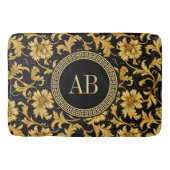 Monogram Zwart Goud Classy Elegant Patroon Badmat (Voorkant)