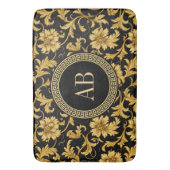 Monogram Zwart Goud Classy Elegant Patroon Badmat (Voorkant Verticaal)